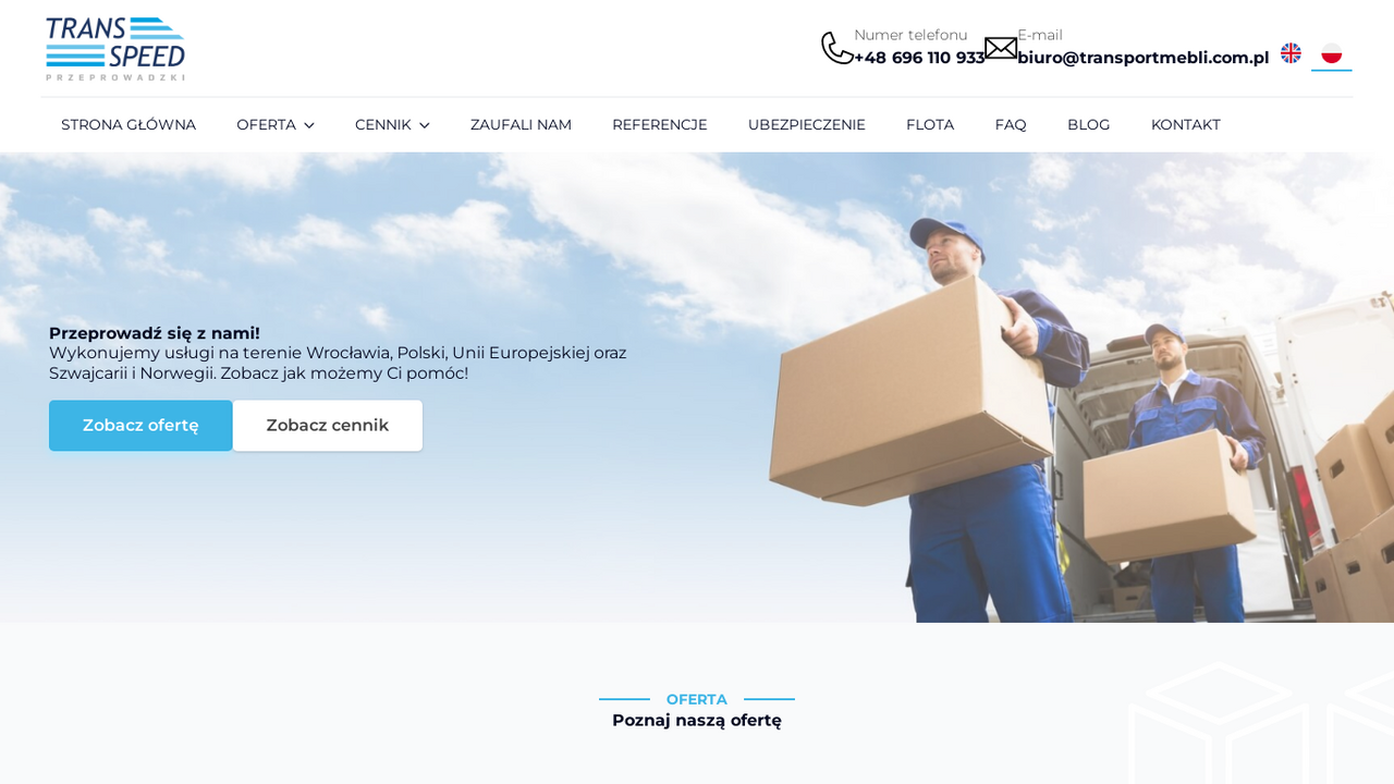 Firma przeprowadzkowa Wrocław - usługi transportowe TransSpeed cover